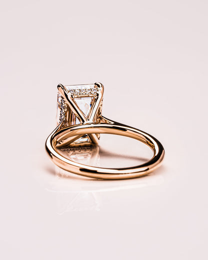 3.24 CT Emerald Cut Hidden Halo Lab Grown Diamond Engagement Ring