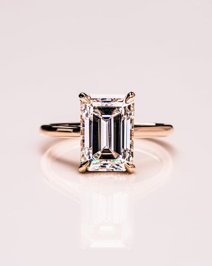3.24 CT Emerald Cut Hidden Halo Lab Grown Diamond Engagement Ring