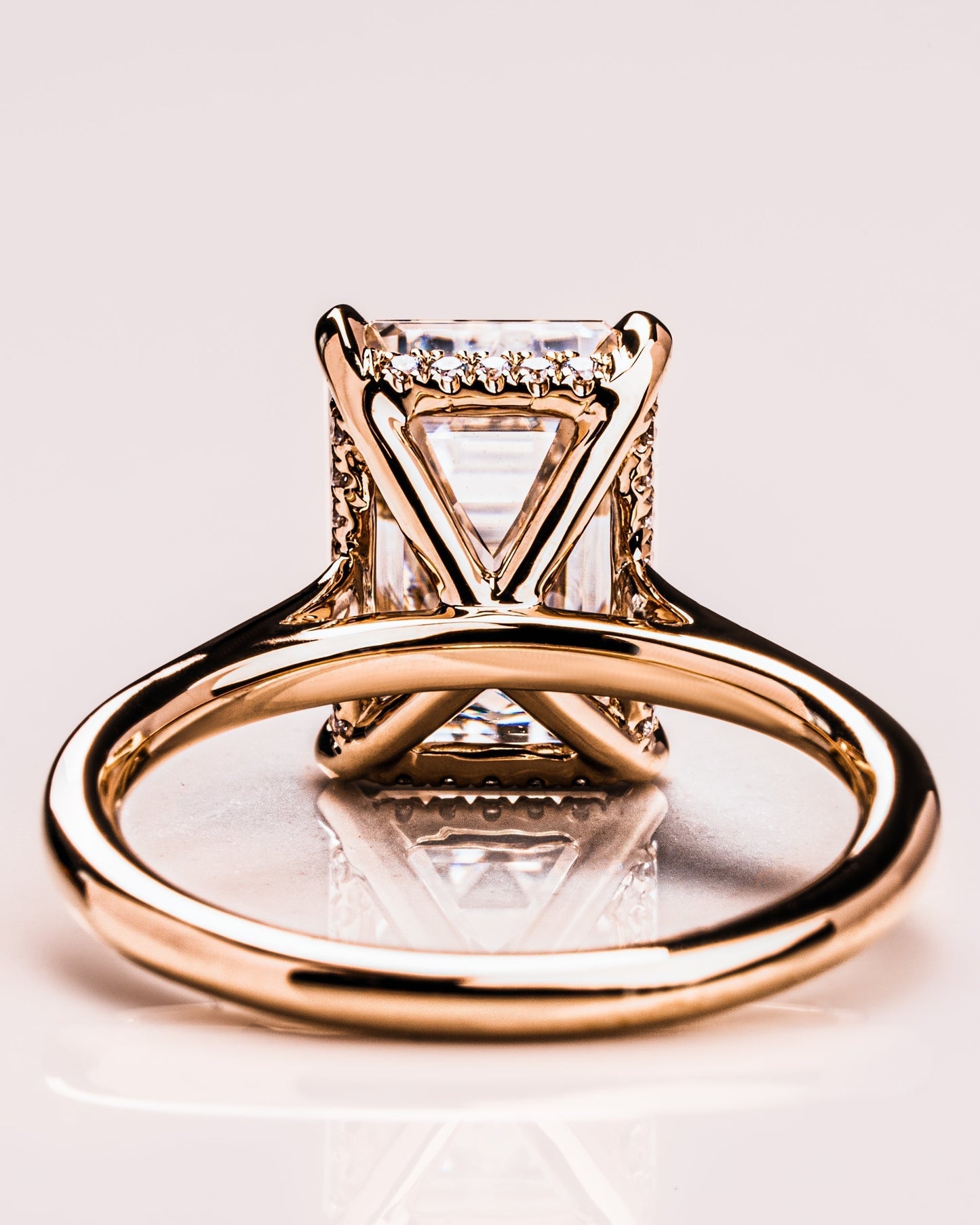 3.24 CT Emerald Cut Hidden Halo Lab Grown Diamond Engagement Ring