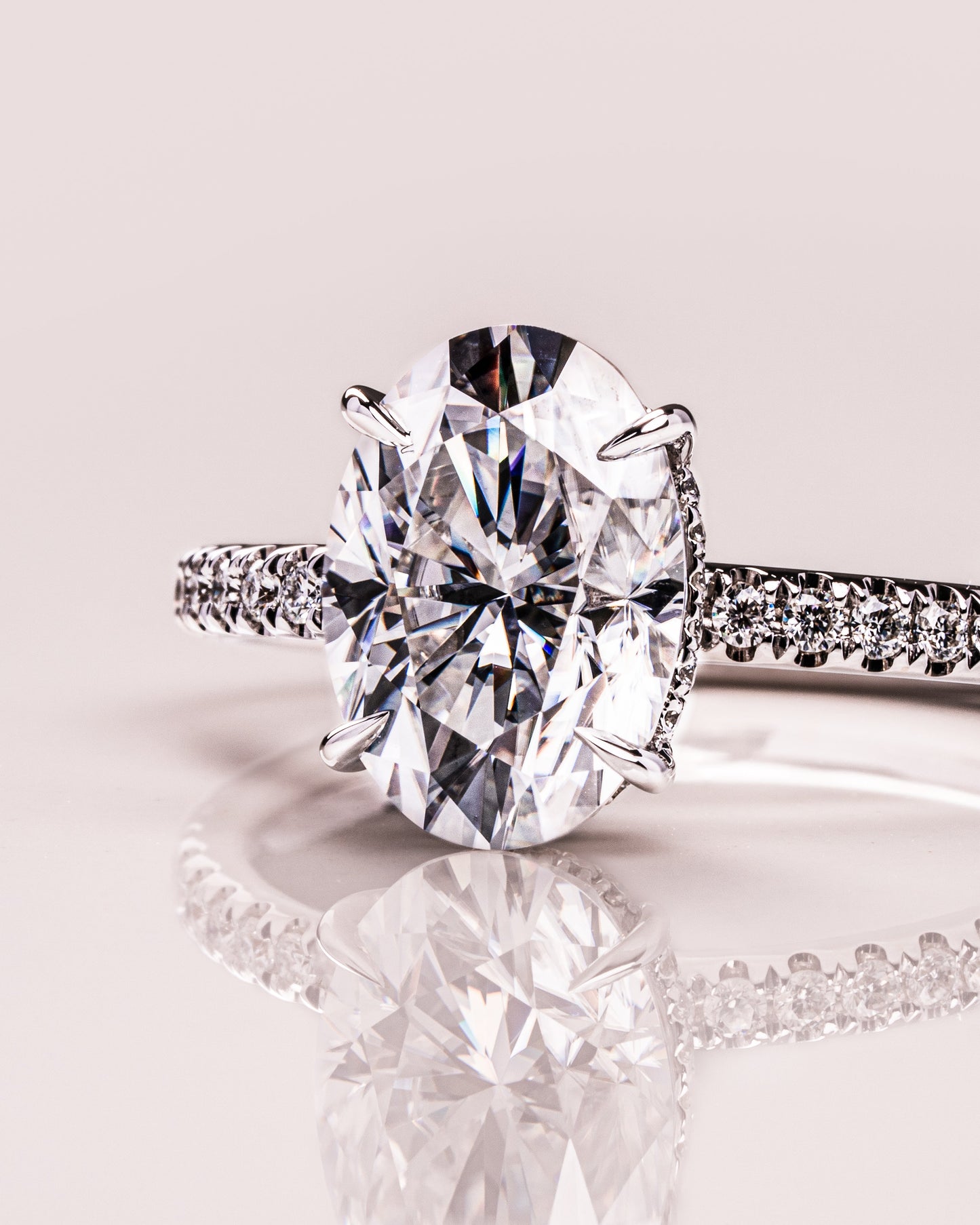 2.72 CT Oval Cut Hidden Halo Lab Grown Diamond Engagement Ring