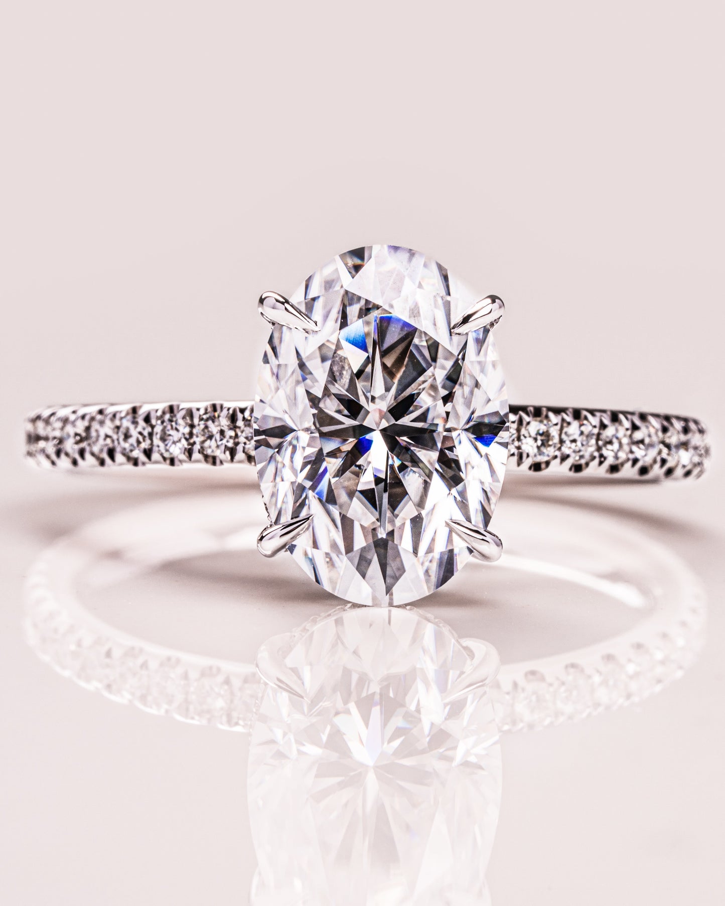 2.72 CT Oval Cut Hidden Halo Lab Grown Diamond Engagement Ring