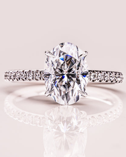 2.72 CT Oval Cut Hidden Halo Lab Grown Diamond Engagement Ring