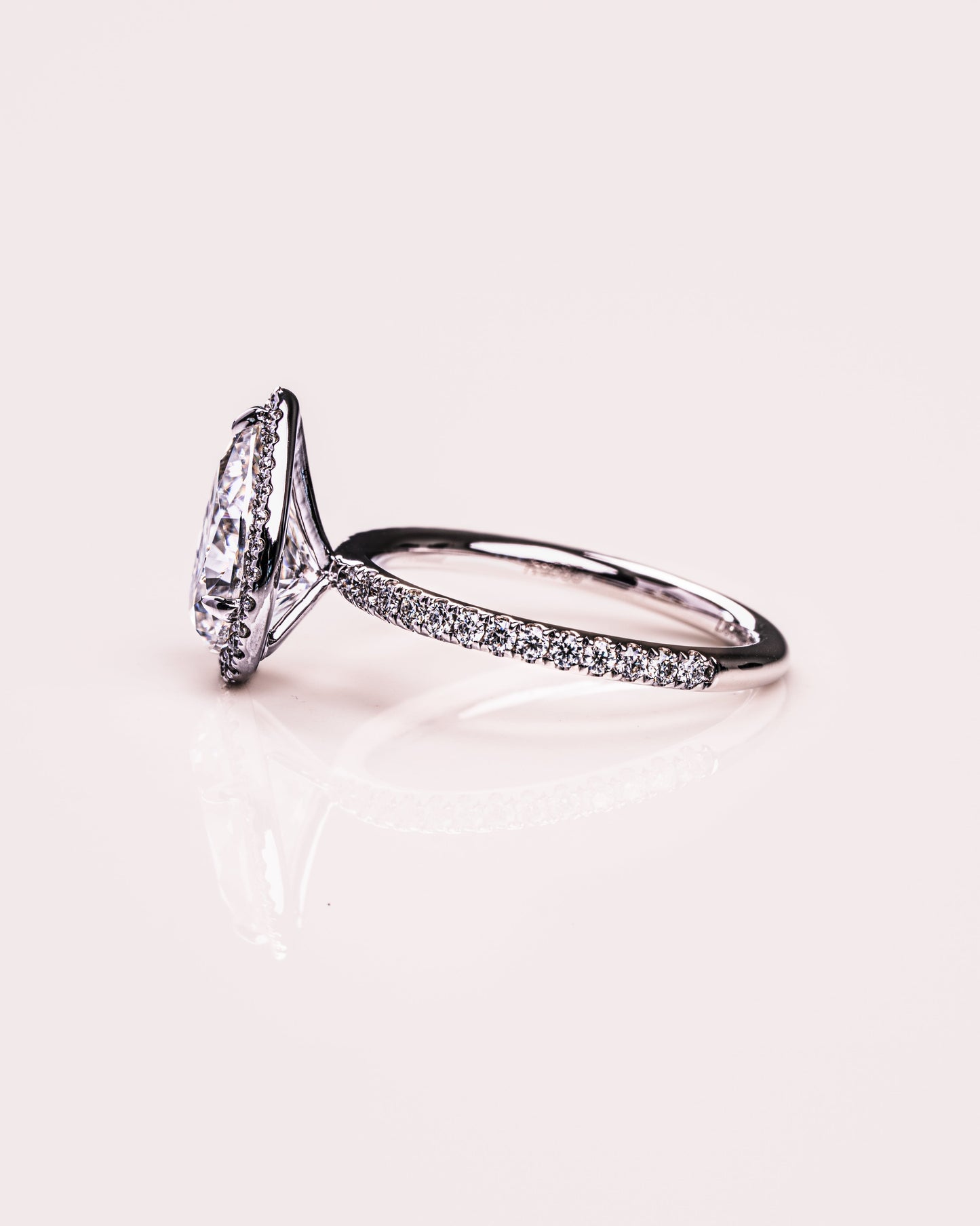 1.93 CT Pear Halo Pave Lab Grown Diamond Engagement Ring
