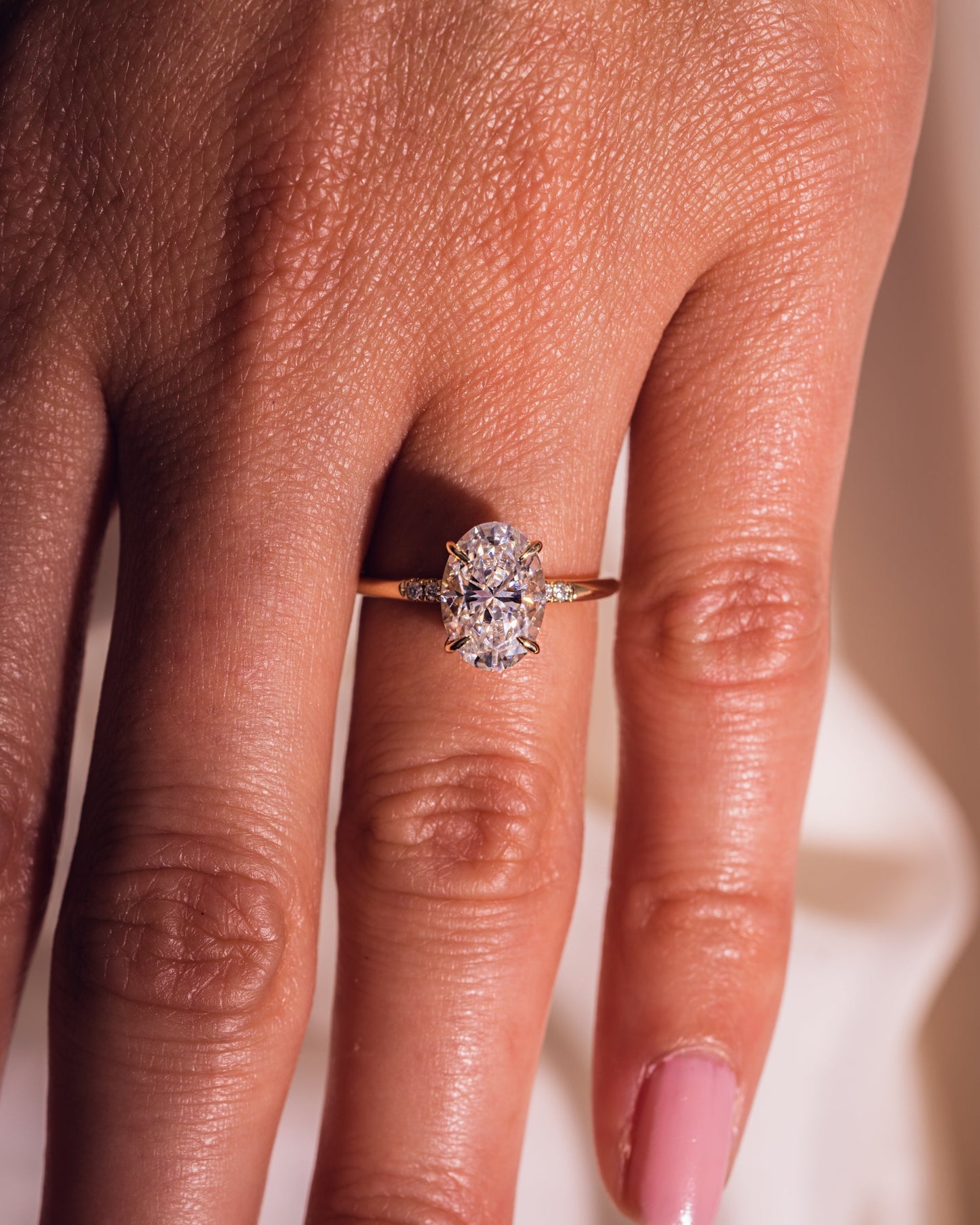 2.72 CT Oval Cut Hidden Halo Lab Grown Diamond Engagement Ring