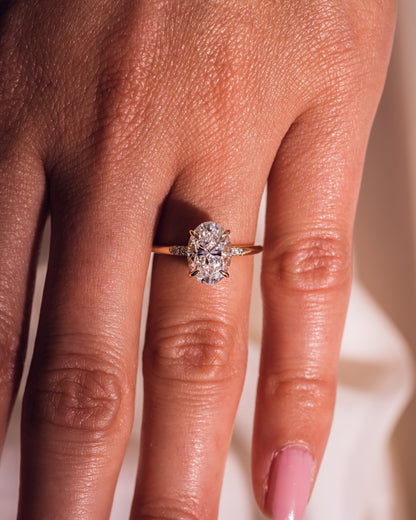 2.72 CT Oval Cut Hidden Halo Lab Grown Diamond Engagement Ring