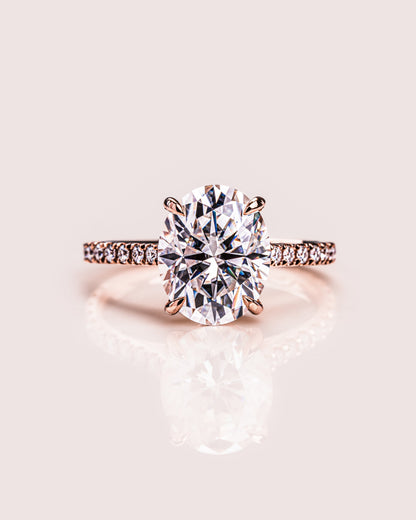 2.72 CT Oval Cut Hidden Halo & Pave Setting Lab Grown Diamond Engagement Ring