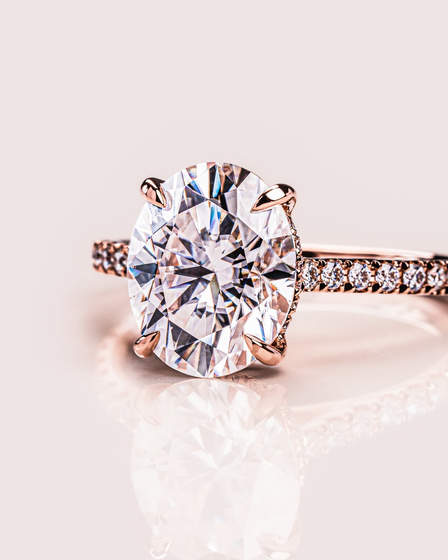 2.72 CT Oval Cut Hidden Halo & Pave Setting Lab Grown Diamond Engagement Ring