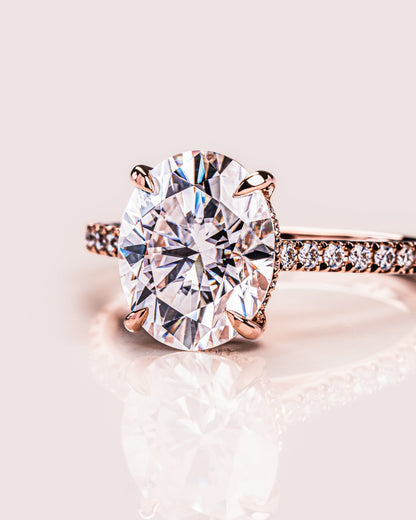 2.72 CT Oval Cut Hidden Halo & Pave Setting Lab Grown Diamond Engagement Ring