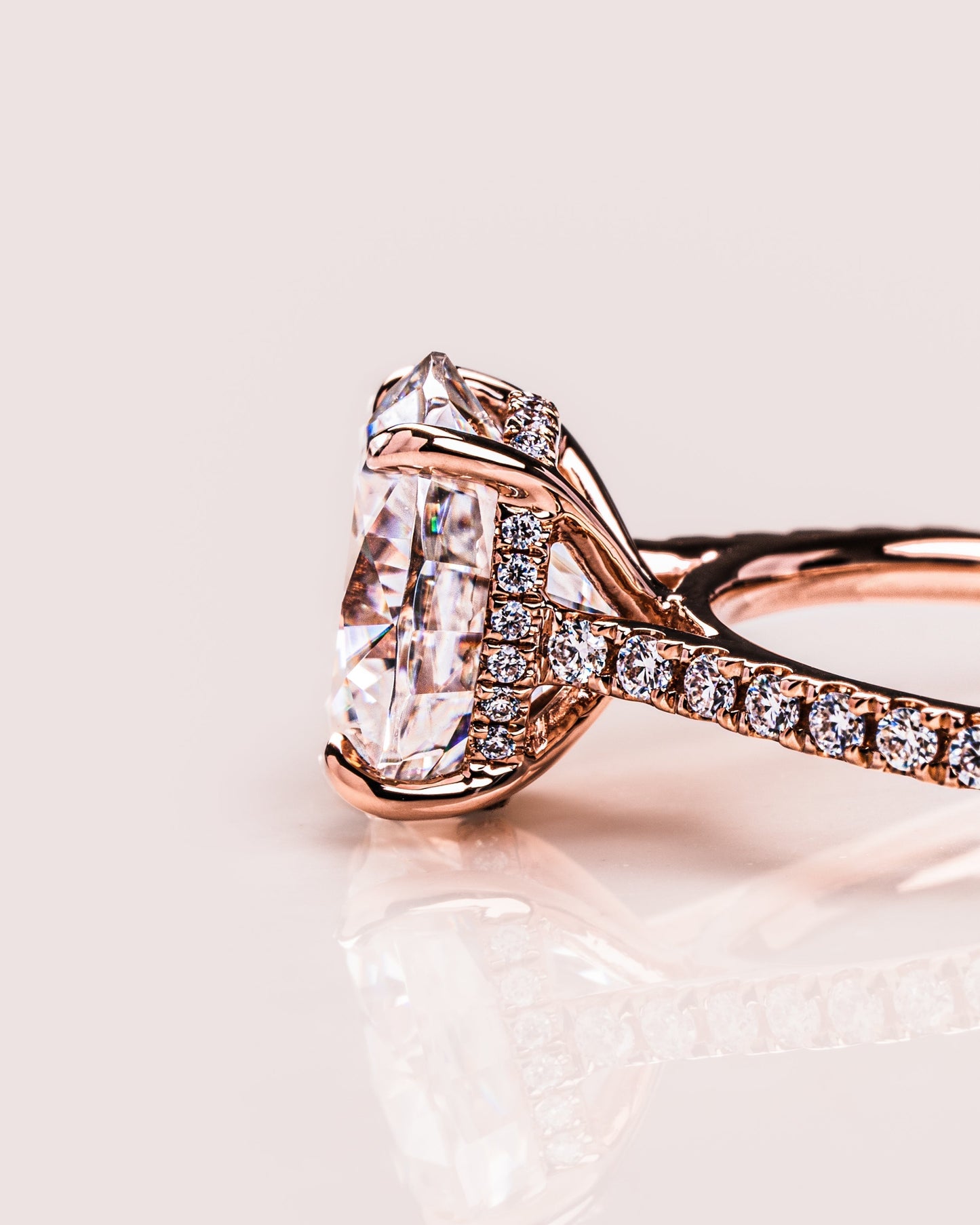 2.72 CT Oval Cut Hidden Halo & Pave Setting Lab Grown Diamond Engagement Ring