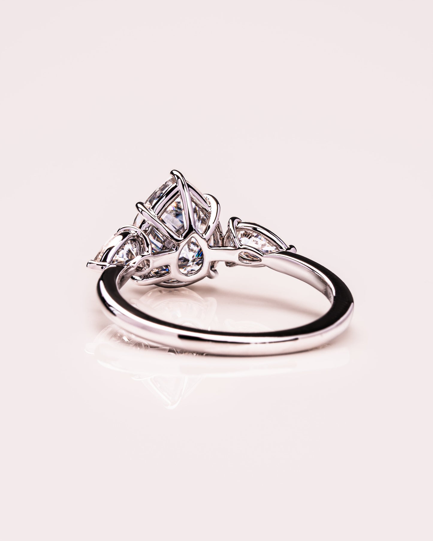 3.09 CT Pear Cut Three Stones Lab Grown Diamond Engagement Ring