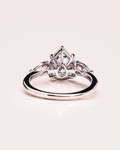 3.09 CT Pear Cut Three Stones Lab Grown Diamond Engagement Ring