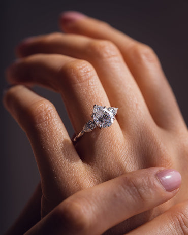 3.09 CT Pear Cut Three Stones Lab Grown Diamond Engagement Ring