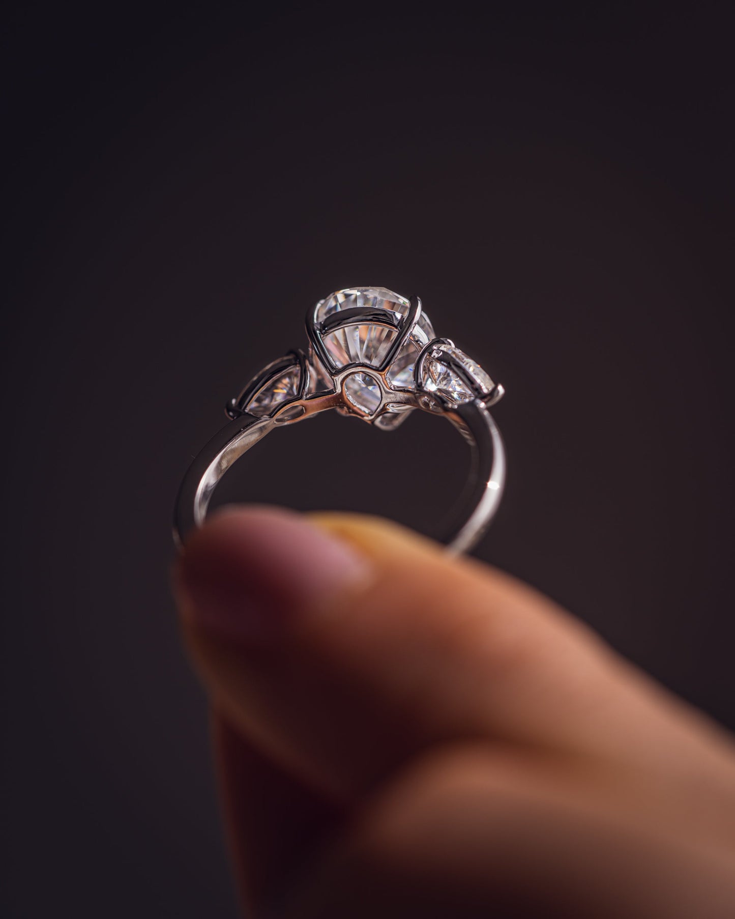 3.09 CT Pear Cut Three Stones Lab Grown Diamond Engagement Ring