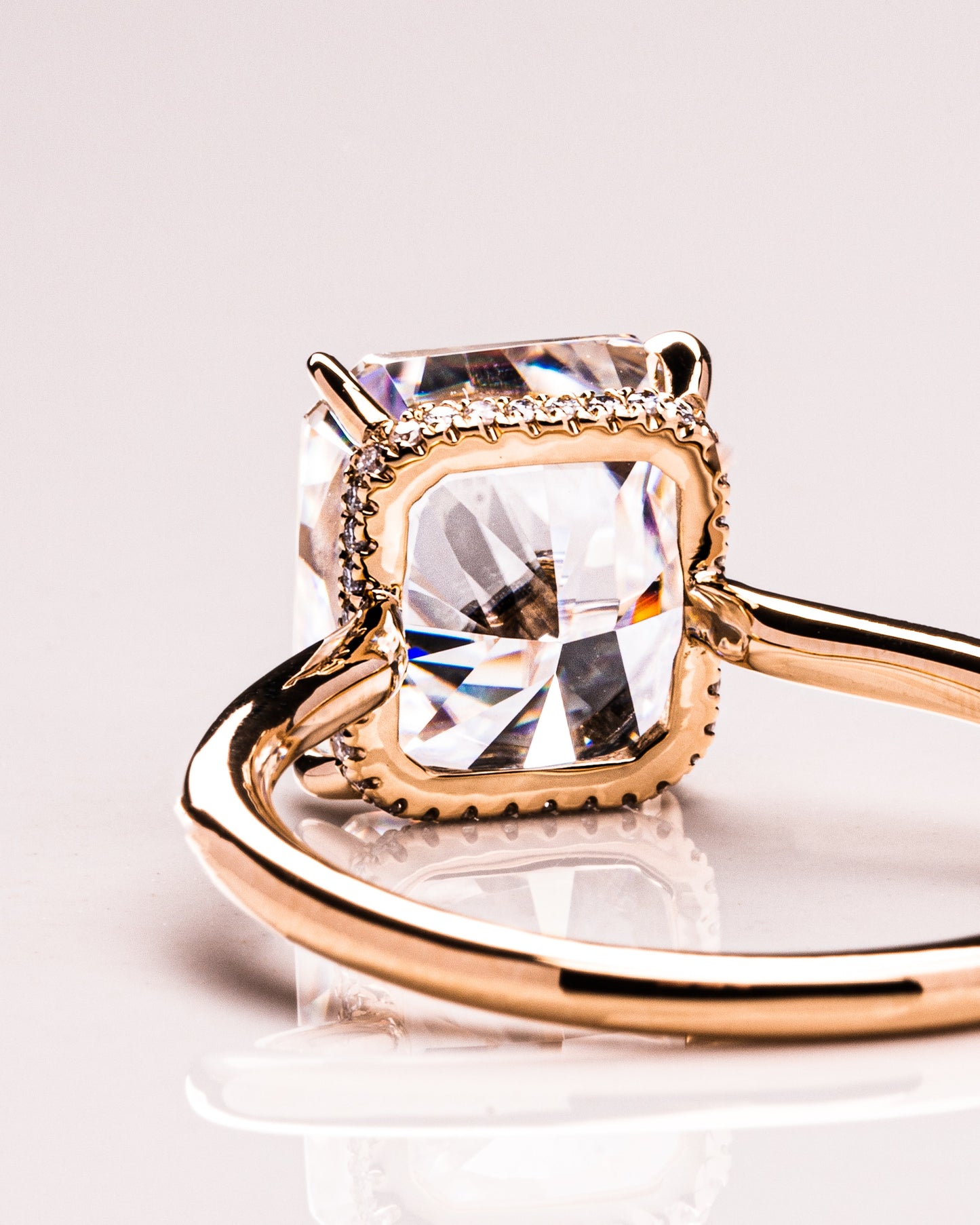 3.51 CT Radiant Cut Hidden Halo Setting Lab Grown Diamond Engagement Ring