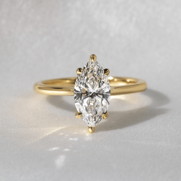 Marquise Shaped Three Stone Lab Grown Diamond Engagement Ring