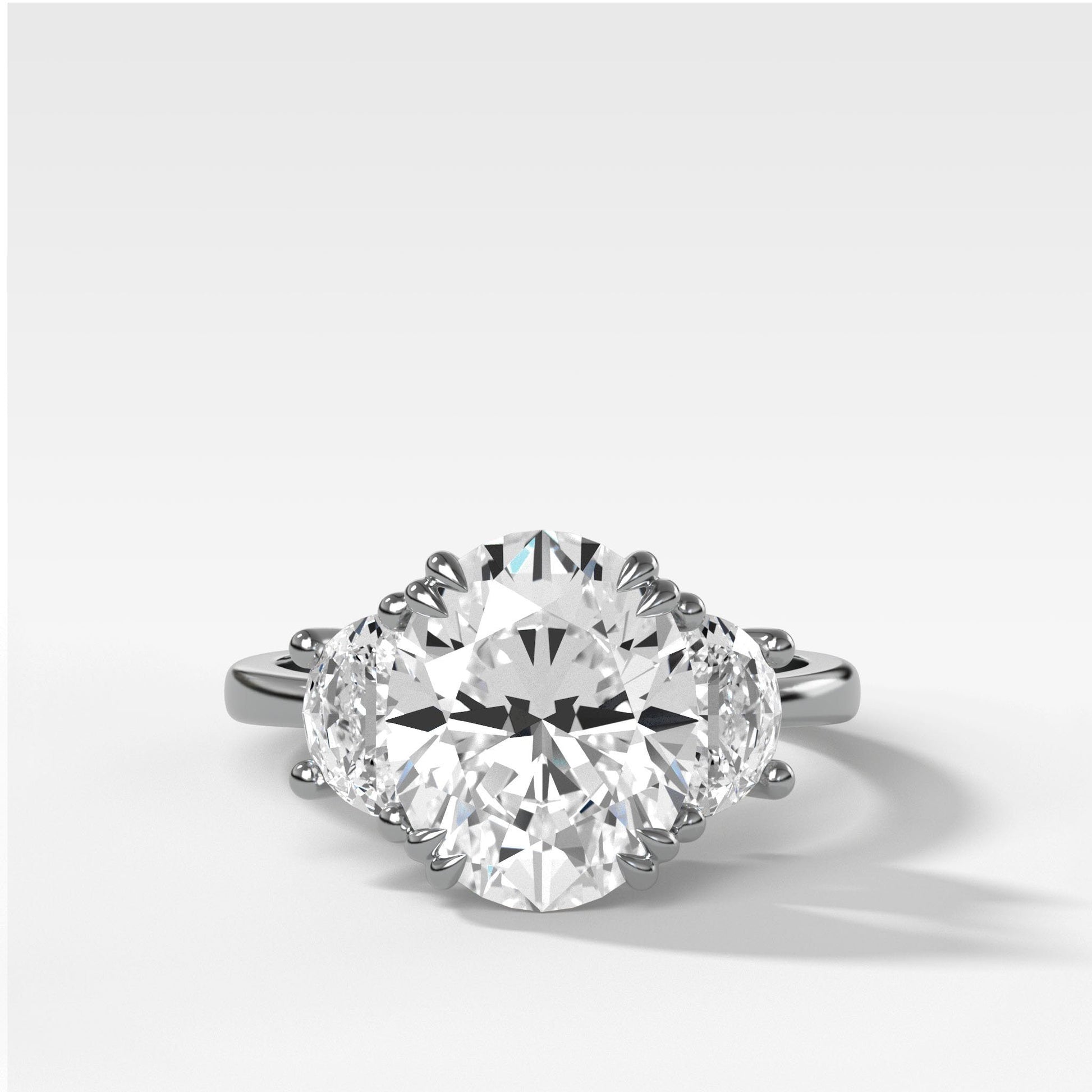 Marquise Shaped Three Stone Lab Grown Diamond Engagement Ring