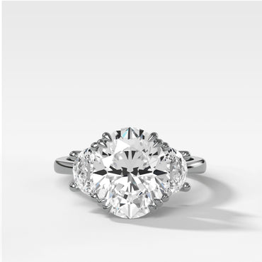Marquise Shaped Three Stone Lab Grown Diamond Engagement Ring
