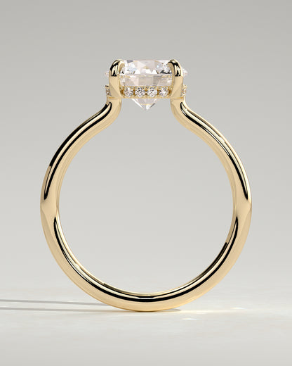 2 CT Round Cut Hidden Halo Styled Lab Grown Diamond Engagement Ring For Her