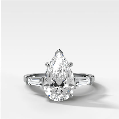 Marquise Shaped Three Stone Lab Grown Diamond Engagement Ring