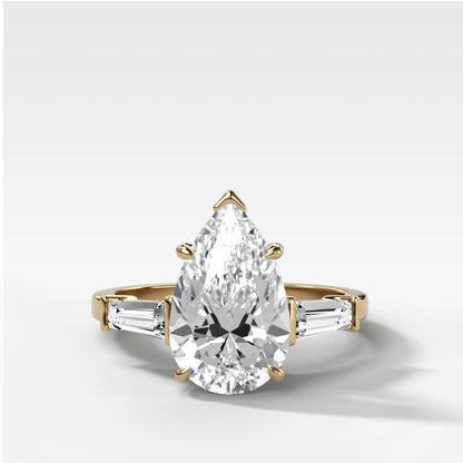 Marquise Shaped Three Stone Lab Grown Diamond Engagement Ring