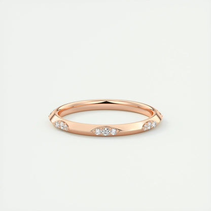 0.09 Round Cut Flush Moissanite Bridal Wedding Band 3