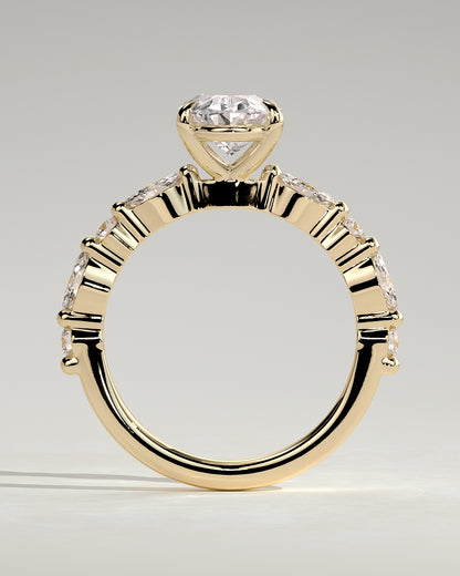 2 CT Oval Shaped Lab Grown Diamond Engagement Ring In Pave Style