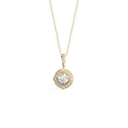 0.40 TCW Round Moissanite Diamond Halo Pendant Necklace in Solid Gold 3