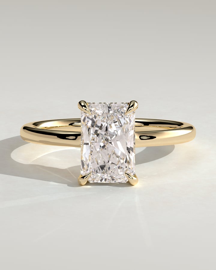 2 CT Radiant Cut Lab Grown Diamond Engagement Ring In Hidden Halo Style