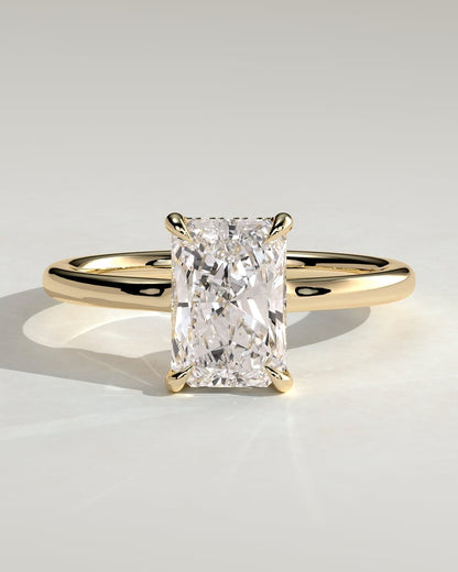 2 CT Radiant Cut Lab Grown Diamond Engagement Ring In Hidden Halo Style