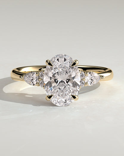 2 CT Oval Cut Cluster Lab Grown Diamond Engagement Ring