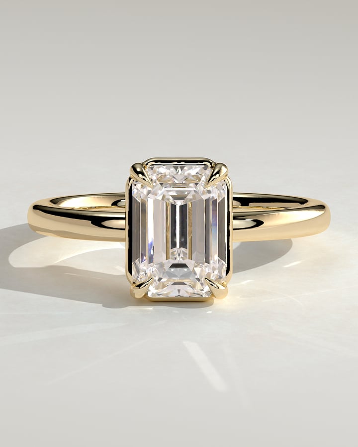 2 CT Emerald Cut Solitaire Setting Lab Grown Diamond Engagement Ring