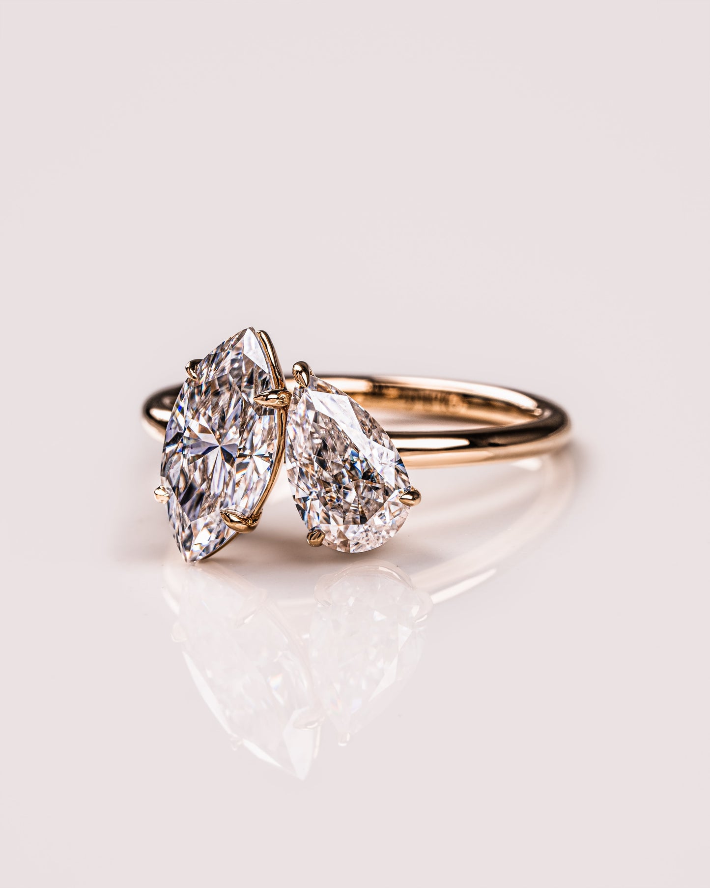 2.50 CT Marquise & Pear Cut Toi Et Moi Lab Grown Diamond Engagement Ring