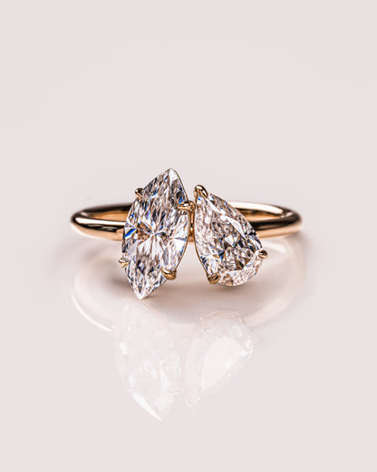 2.50 CT Marquise & Pear Cut Toi Et Moi Lab Grown Diamond Engagement Ring