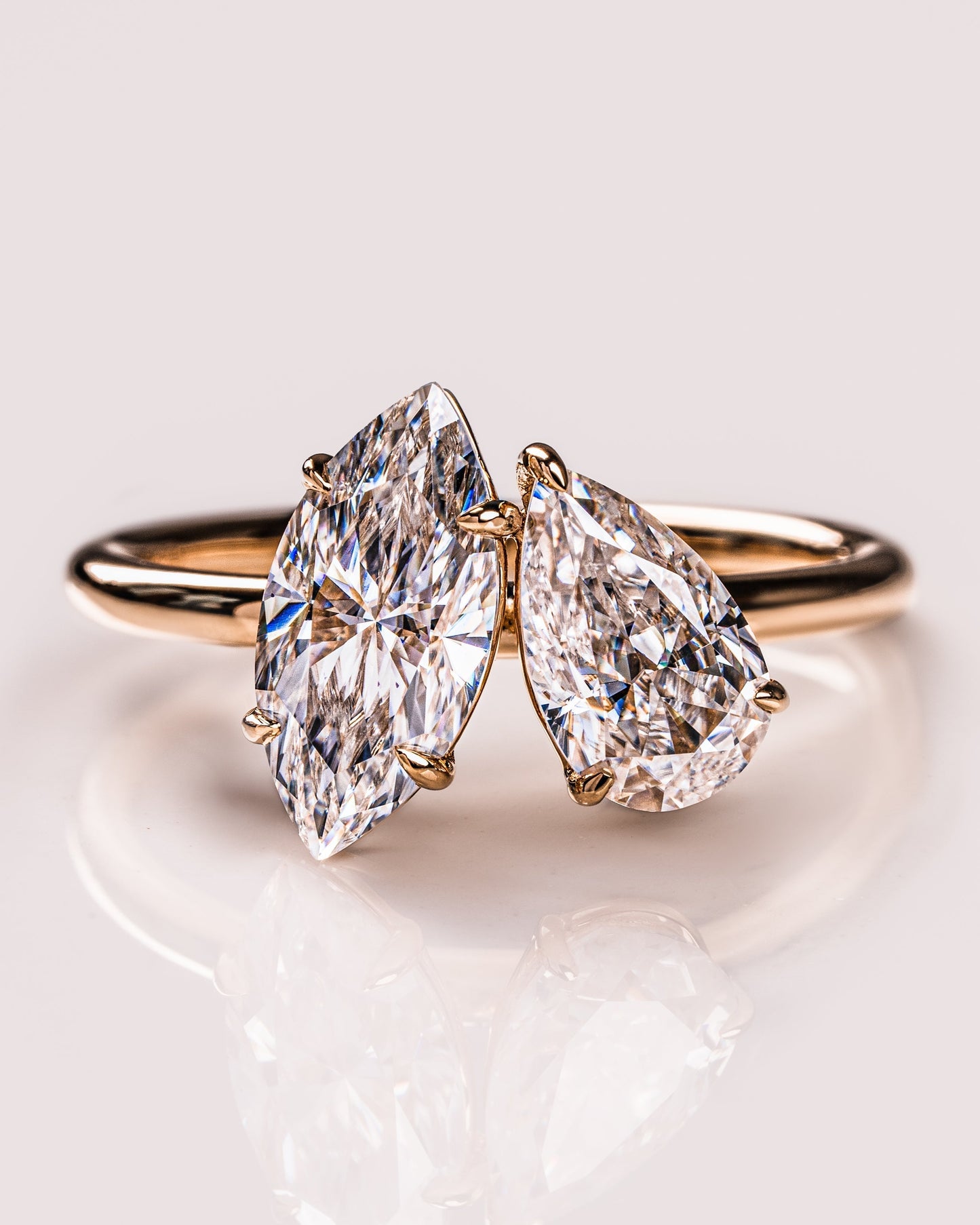 2.50 CT Marquise & Pear Cut Toi Et Moi Lab Grown Diamond Engagement Ring