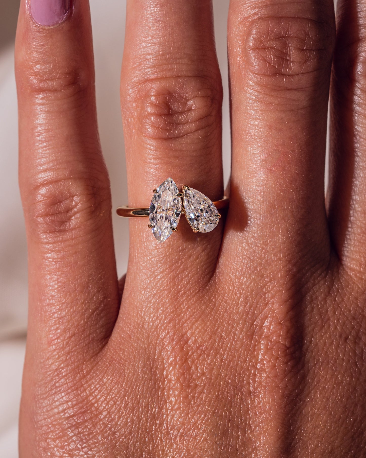 2.50 CT Marquise & Pear Cut Toi Et Moi Lab Grown Diamond Engagement Ring