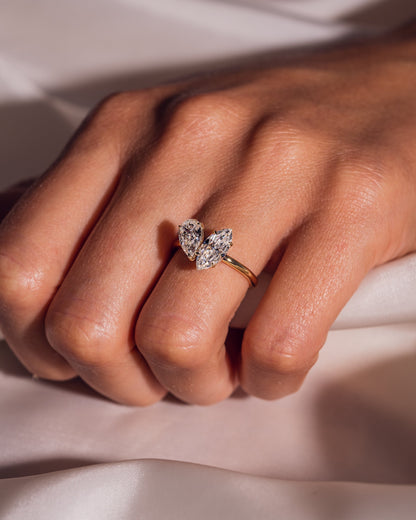 2.50 CT Marquise & Pear Cut Toi Et Moi Lab Grown Diamond Engagement Ring