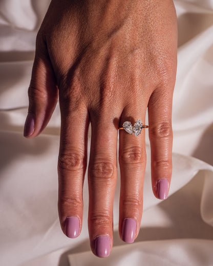 2.50 CT Marquise & Pear Cut Toi Et Moi Lab Grown Diamond Engagement Ring