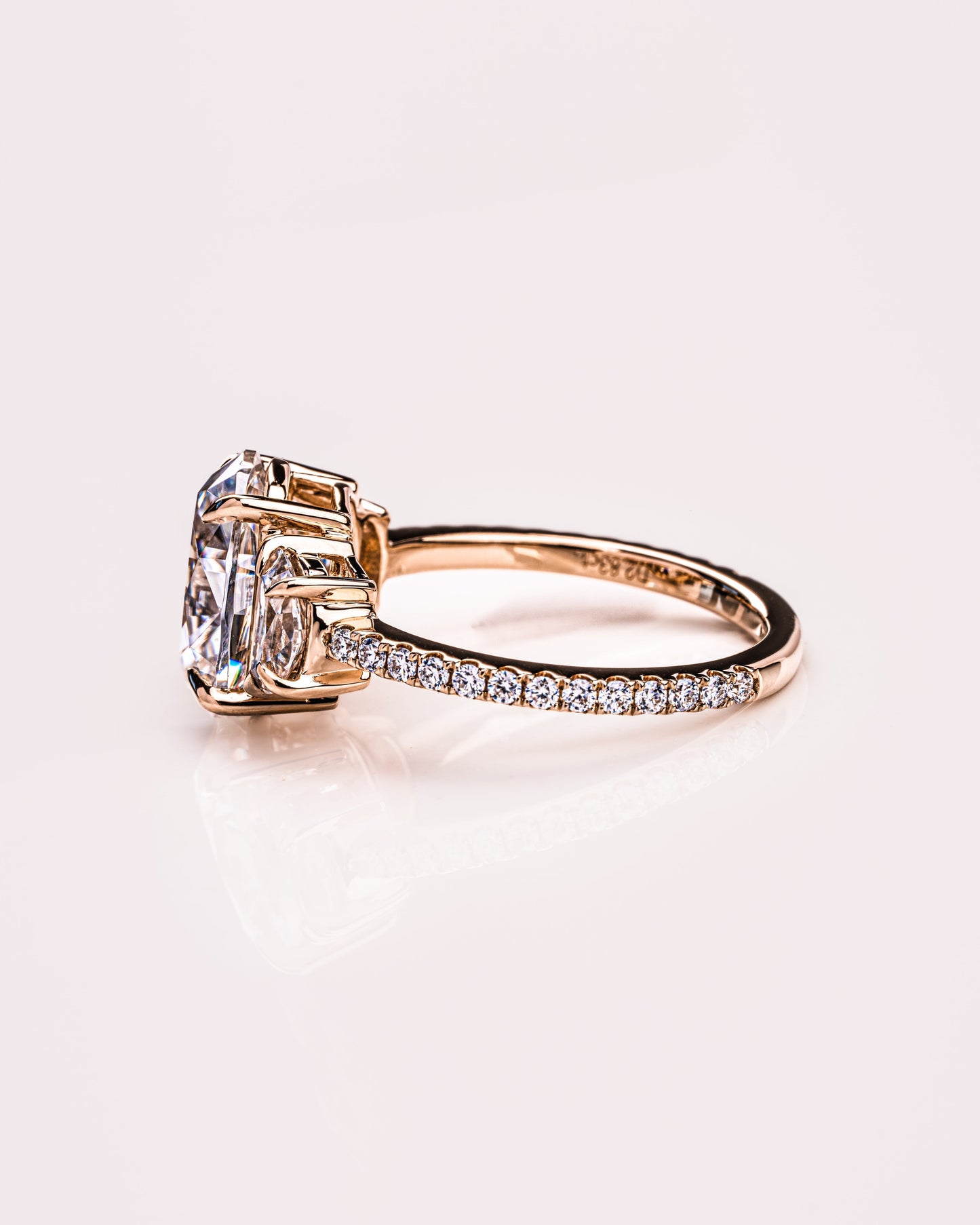2.3 CT Oval Three Stones Pave Lab Grown Diamond Engagement Ring