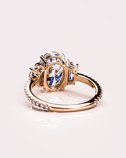 2.3 CT Oval Three Stones Pave Lab Grown Diamond Engagement Ring