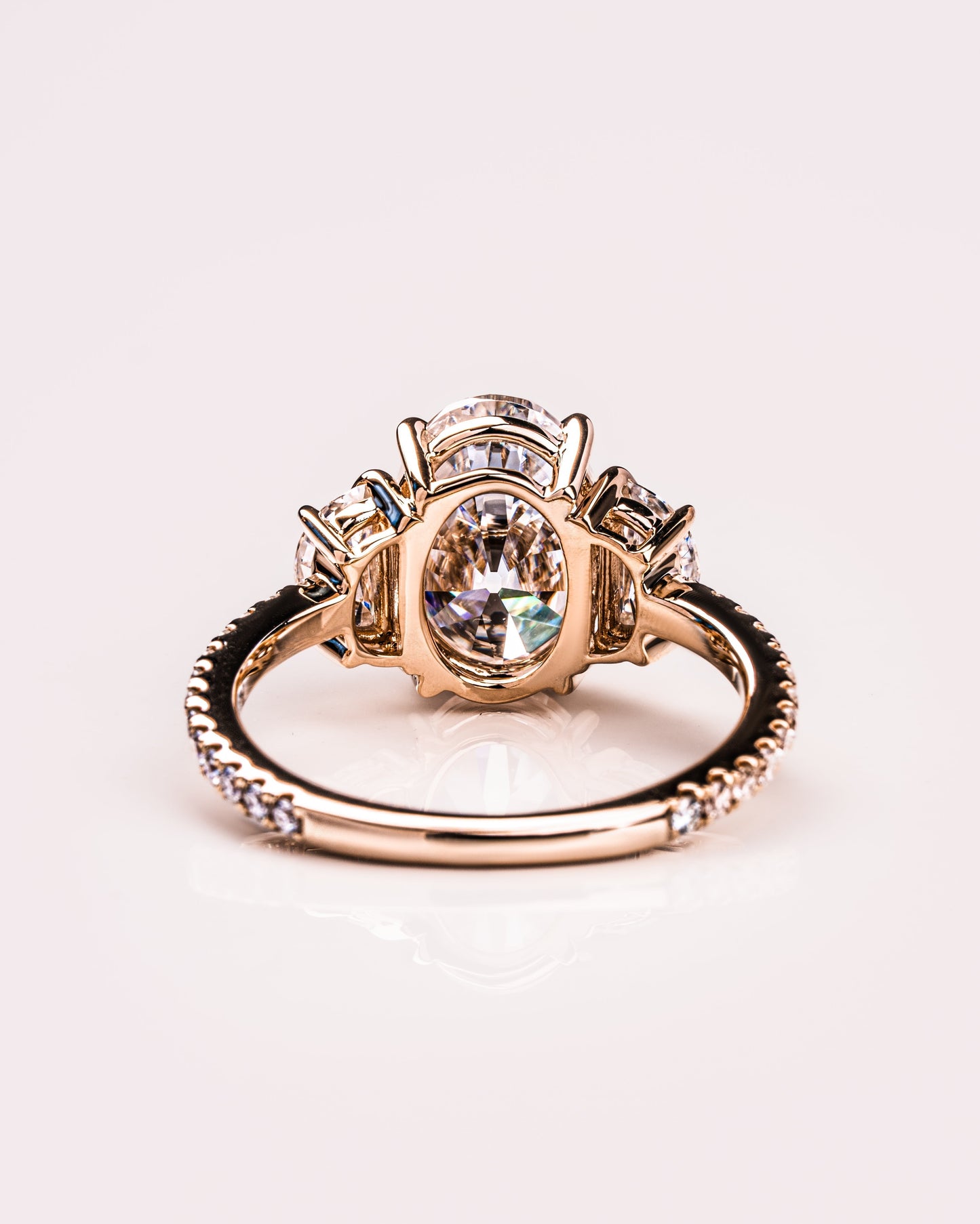 2.3 CT Oval Three Stones Pave Lab Grown Diamond Engagement Ring