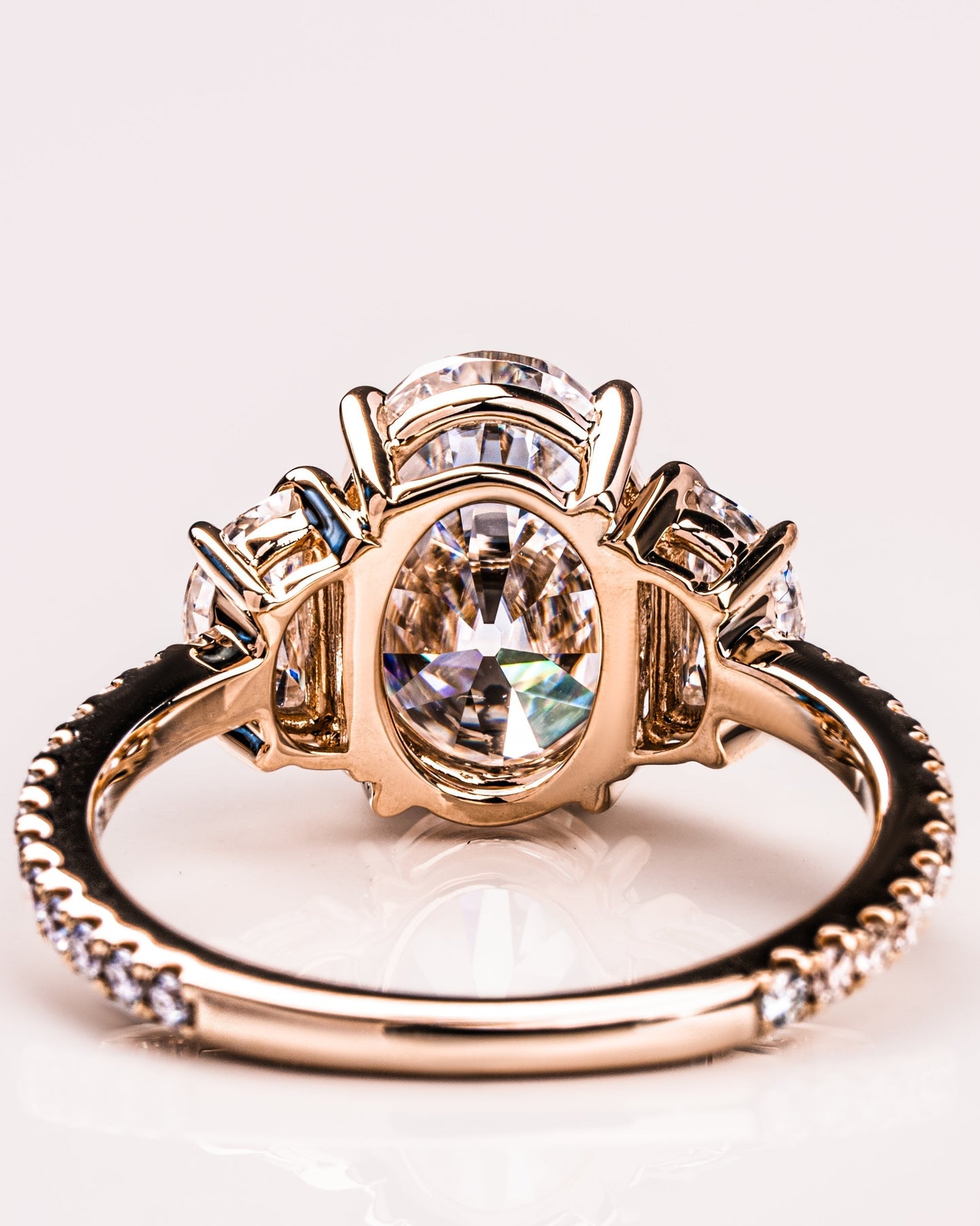 2.3 CT Oval Three Stones Pave Lab Grown Diamond Engagement Ring