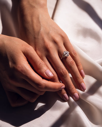 2.3 CT Oval Three Stones Pave Lab Grown Diamond Engagement Ring