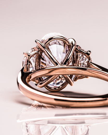 3.0 CT Oval Three Stones Lab Grown Diamond Engagement Ring