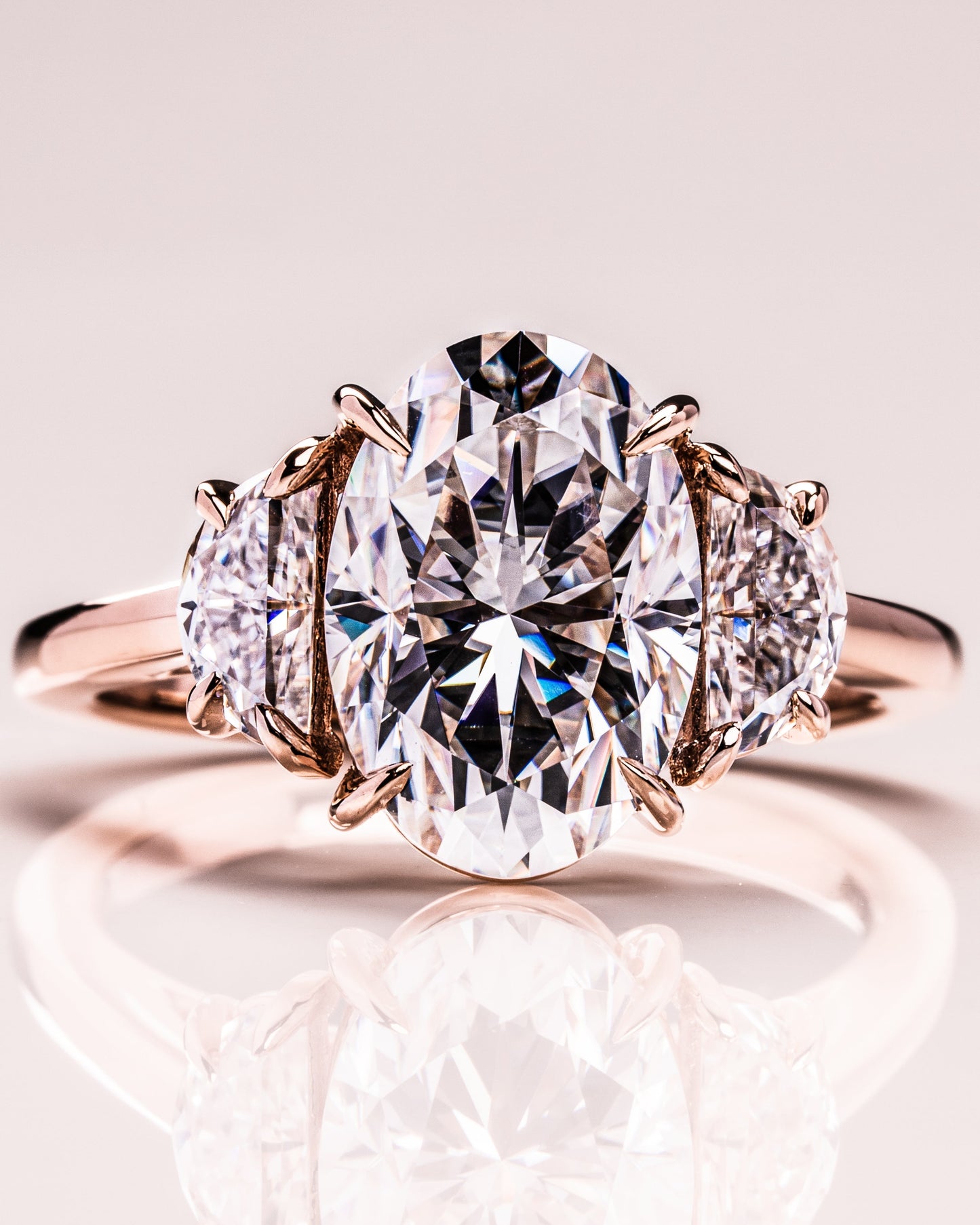 3.0 CT Oval Three Stones Lab Grown Diamond Engagement Ring