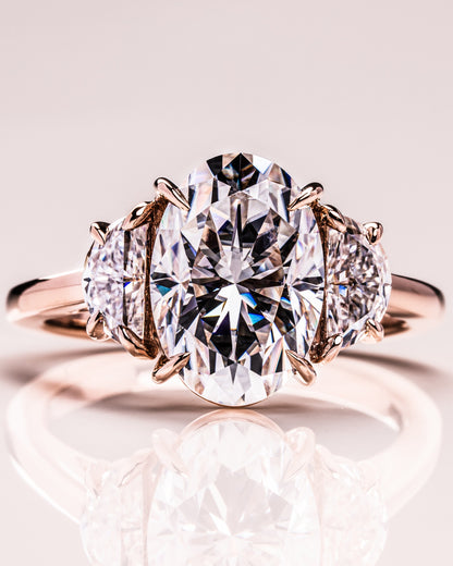 3.0 CT Oval Three Stones Lab Grown Diamond Engagement Ring