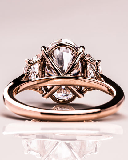 3.0 CT Oval Three Stones Lab Grown Diamond Engagement Ring