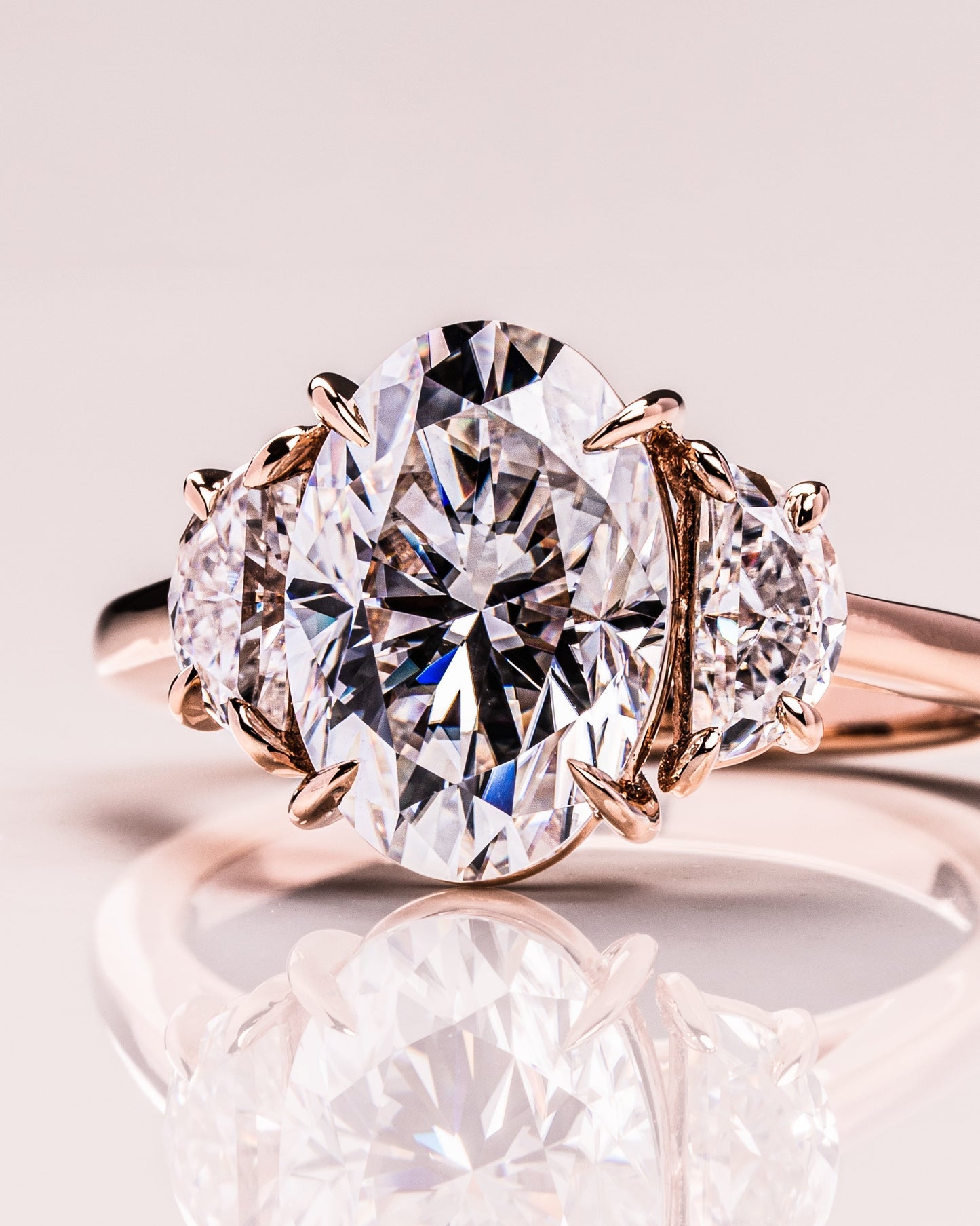 3.0 CT Oval Three Stones Lab Grown Diamond Engagement Ring