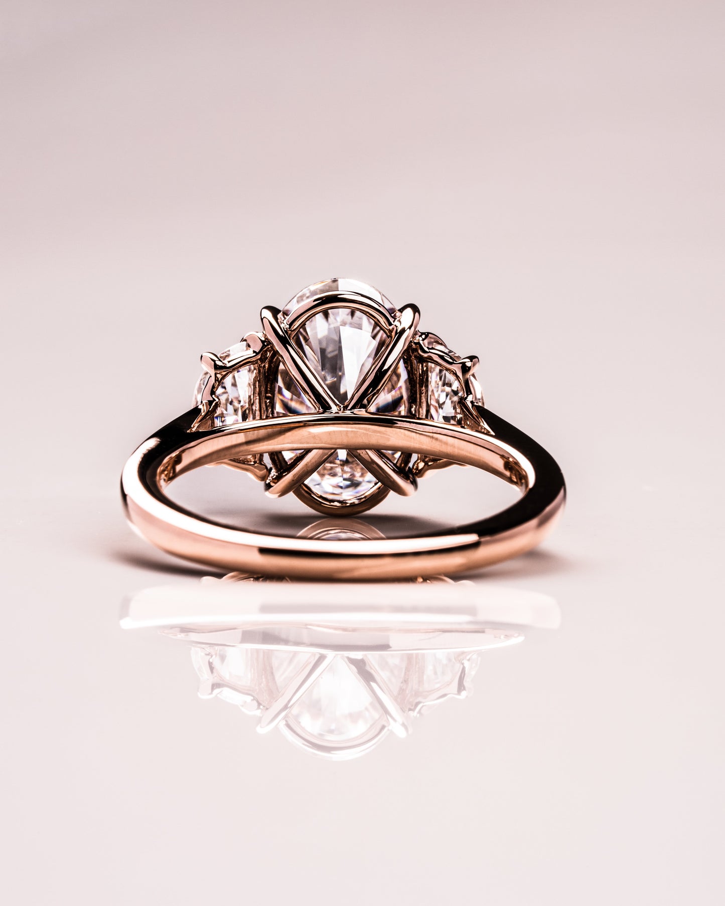 3.0 CT Oval Three Stones Lab Grown Diamond Engagement Ring