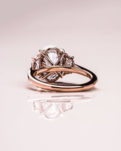 3.0 CT Oval Three Stones Lab Grown Diamond Engagement Ring