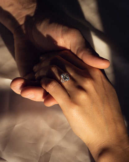 3.0 CT Oval Three Stones Lab Grown Diamond Engagement Ring